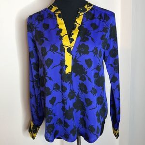 Peyton Jensen silky bold statement blouse.